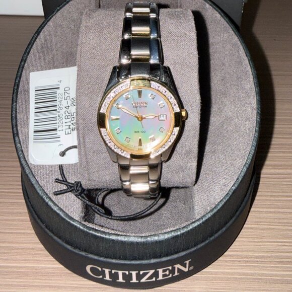 Ladies Citizen Eco-Drive Diamond Accent Two-Tone Watch with Mother-of-Pearl Dial main image 6